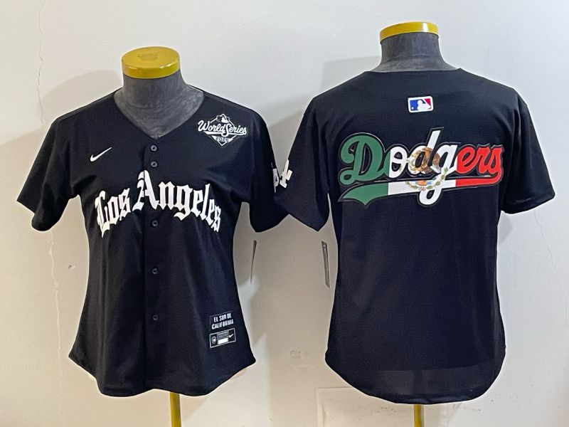 Women 2026 Los Angeles Dodgers Blank Black Game Nike MLB Jersey style 0013->women mlb jersey->Women Jersey